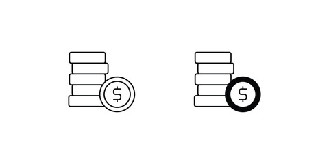coins set icon with white background vector stock illustration