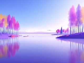 Obraz premium Pastel waters peaceful stylized nature scene