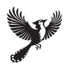 Refined Blue Jay Silhouette – Blue Jay Vector Art Depicting Graceful Crested Bird Look – Blue Jay Illustration – Bird Silhouette – Silhouette of Blue Jay


