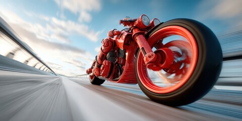 Seamless 3D Loop of a Stylized Cartoon Motorbike on Abstract Roads