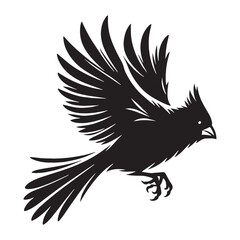 Sleek Cardinal Silhouette – Cardinal Vector Graphic with Clean Feathered Shape – Bird Silhouette – Black Vector of Cardinal

