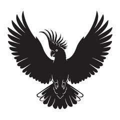 Obraz premium Strong Beak Cockatoo Silhouette – Cockatoo Vector Graphic Featuring Tropical Bird Build – Bird Silhouette – Black Vector of Cockatoo