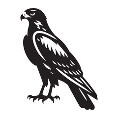 Detailed Hawk Silhouette – Hawk Vector Art Showing Sleek Winged Predator – Hawk Illustration – Bird Silhouette – Silhouette of Hawk

