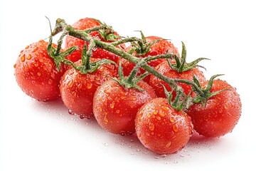 Fresh, wet cherry tomatoes on stem