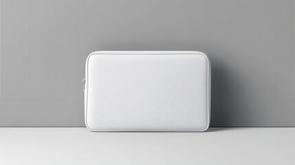 High quality photo of sleek and minimalist mockup of a white laptop sleeve showcasing its design and providing a clean template for branding and product presentation with.