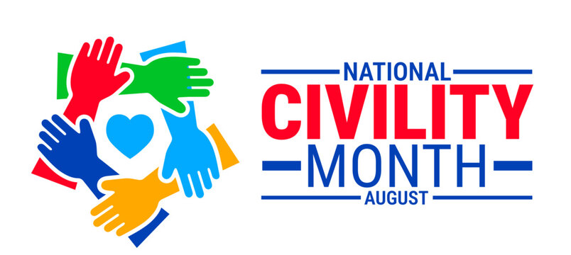 national civility month background, banner or poster design template. observed every year in August. Holiday concept. Use to any Template, card, poster, placard, template.