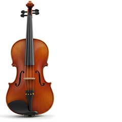 Fototapeta premium A classic violin standing on its end, showcasing its elegant curves, f-holes, and rich wooden finish.