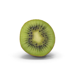 Fototapeta premium Fresh half kiwi fruit with visible seeds, isolated on transparent background
