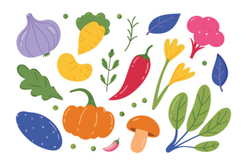 Vibrant Vegetable Assortment: An inviting assortment of fresh, colorful vegetables arranged artistically, capturing the essence of healthy eating and culinary delight.