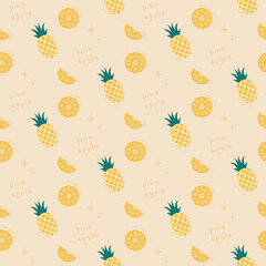 Pine apple seamless pattern on yellow background
