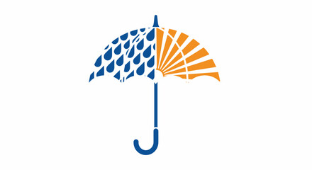Obraz premium Stylized Umbrella Design with Rain and Sun Symbolism, Weather Concept.