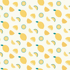 Sour lemon seamless pattern on broken white