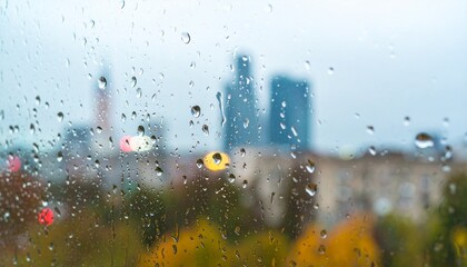 Fototapeta premium Glass condensation, window steam, and water droplets form a misted surface, illustrating the cold weather effect where warm air meets a chilled pane, creating a natural pattern of moisture buildup.