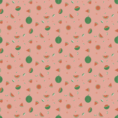 Sweet watermelon seamless pattern on pink background