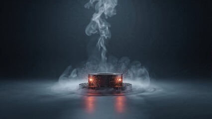 Abstract Smoke and Glow: Mystical Atmosphere with Circular Silhouette in Contemporary Photographic Art and Nature Elements