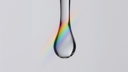 Water Droplet and Rainbow Light Refraction: Macro Photography Showcasing Nature's Beauty and Prism Effect