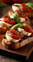 Grilled tomato mozzarella bruschetta