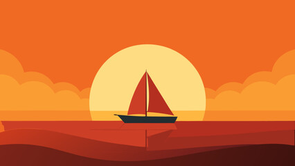 Sailboat Sailing on Sparkling Sunlit Waters