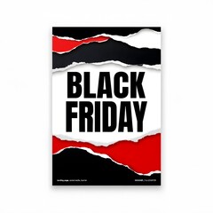Black friday sale poster with torn paper effect isolated on white background