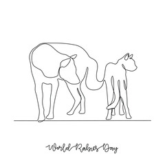 One continuous line drawing of World Rabies Day vector illustration. World Rabies Day themes design concept in simple linear continuous line. Great design for animal dog and social health campaign.
