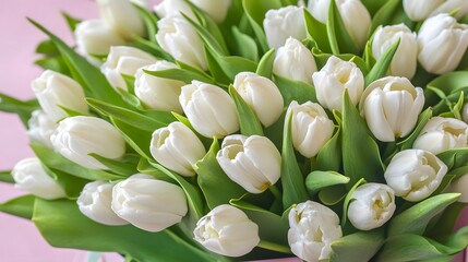 Elegant Bouquet of White Tulips Close Up