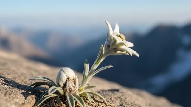 Edelweiss flower on a rocky outcrop