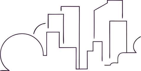 Adobe Illustraoutline of abstract city skyline with modern architectural lines evoking urban growth and progresstor Artwork.