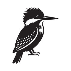Graceful Kingfisher Silhouette – Kingfisher Vector Artwork Showing Elegant Water Bird Features – Kingfisher Illustration – Bird Silhouette – Silhouette of Kingfisher

