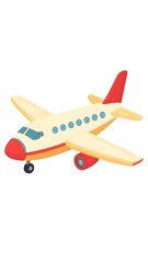 Fototapeta premium A cartoon airplane, cream and red, in flight