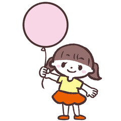 	風船を持つ女の子のイラスト
