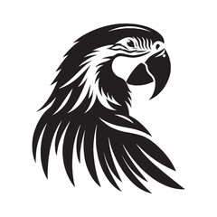Smooth Feather Macaw Silhouette – Macaw Vector Graphic Highlighting Wildlife Elegance – Bird Silhouette – Black Vector of Macaw

