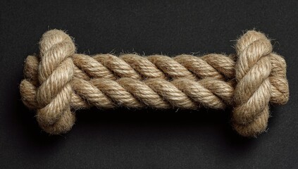 Close-up of a light beige rope with intricate knots