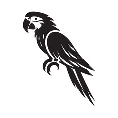 Obraz premium Elegant Macaw Silhouette – Macaw Vector Artwork Highlighting Long-Tailed Parrot Shape – Macaw Illustration – Bird Silhouette – Silhouette of Macaw