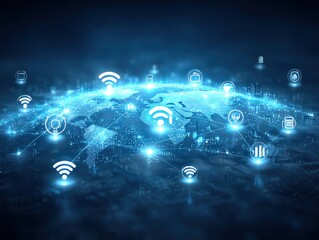 Global network of interconnected icons