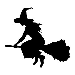 silhouette of a witch on a broomstick
