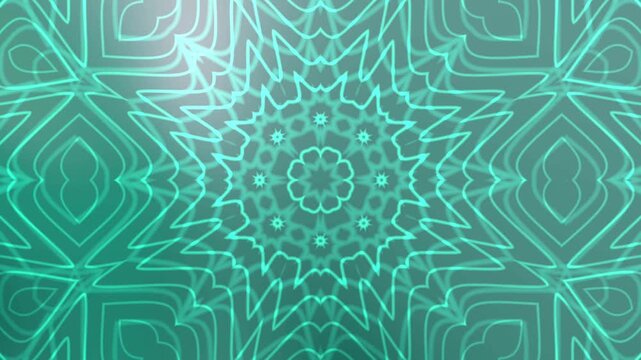 Aqua Mint Blend Mesmerizing teal kaleidoscope pattern animation with intricate geometric shapes and smooth transitions