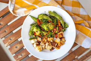 Grilled Panner with stir fried vegetables, Healthy protein rich vegetarian dinner recipe