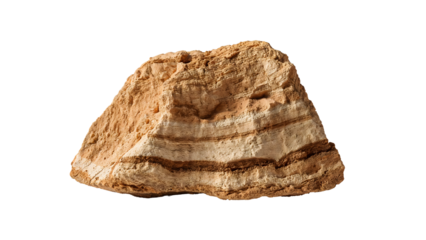 Sedimentary rock with distinct layers isolated on the transparent background, natural mineral formation, geology resource, earth science texture, stratification