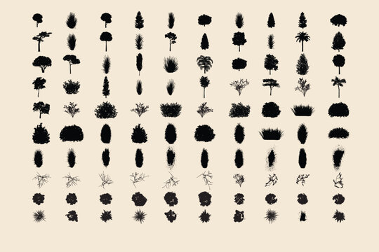 Tree Silhouette Vector Set | Forest Landscape Clipart