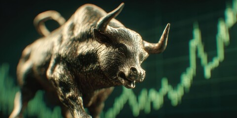 Bullish Divergence in Stock Market and Cryptocurrency with Green Graph Background