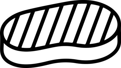Simple hand drawn outline of a grilled steak with prominent grill marks