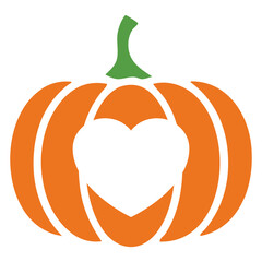 Icono con calabaza con corazón en espacio negativo para tarjetas y felicitaciones del Día de Acción de Gracias	
