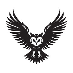 Obraz premium Smooth Nocturnal Owl Silhouette – Owl Vector Graphic Highlighting Sharp Bird Features – Bird Silhouette – Black Vector of Owl