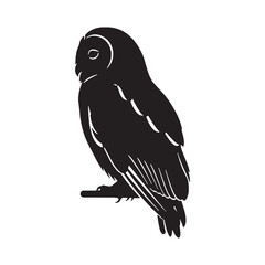 Sleek Head Owl Silhouette – Owl Vector Art Capturing Silent Bird of Prey Profile – Owl Illustration – Bird Silhouette – Silhouette of Owl

