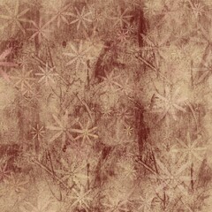 Fototapeta premium Vintage grunge floral background with textured starburst flowers in sepia tones