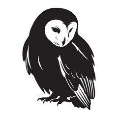 Fototapeta premium Graceful Owl Silhouette – Owl Vector Artwork Depicting Large‑Headed Bird Profile – Owl Illustration – Bird Silhouette – Silhouette of Owl