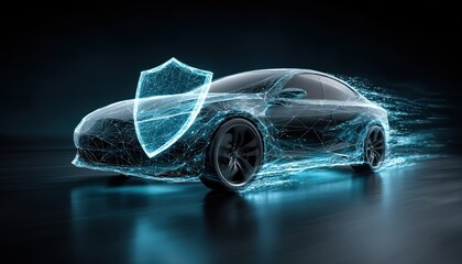 Futuristic car with protective shield