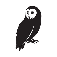 Smooth Outline Owl Silhouette – Owl Vector Graphic with Sharp Nocturnal Bird Details – Bird Silhouette – Black Vector of Owl

