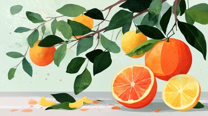 Vibrant citrus fruit illustration