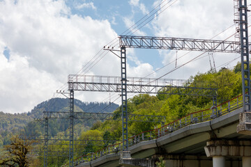Fototapeta premium A bridge with a power line running across it